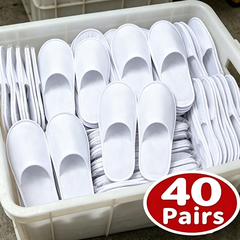 Home Bathroom Spa - 40 paires de chaussons d'hôtel blancs