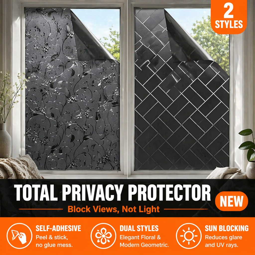 Home Bathroom Window Tint - Film occultant pour fenêtre, auto-adhésif, protection