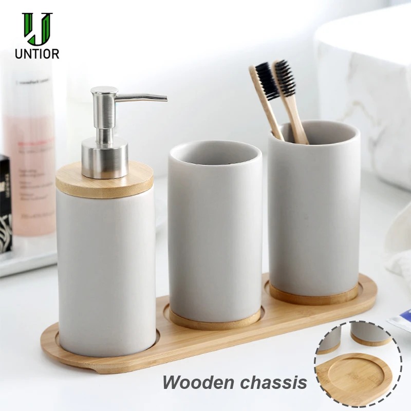 Zara Home Bathroom Set - Ensemble d'accessoires ménagers en céramique, distributeur,