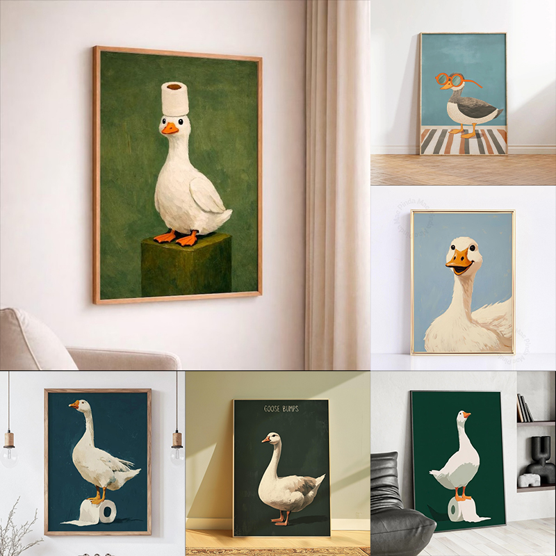 Home Bathroom Painting Ideas - Affiche Canard-Oie, Décoration Murale Amusante pour