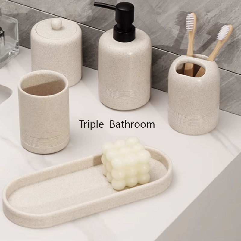Zara Home Bathroom Set - Pot de coton-tige en grès pour
