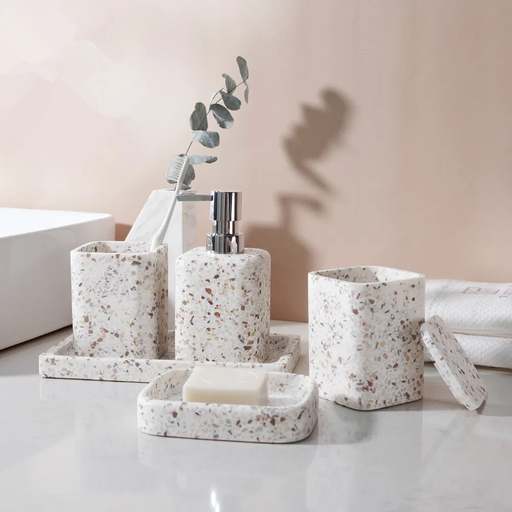 Zara Home Bathroom Set - Distributeur de savon en pierre naturelle,
