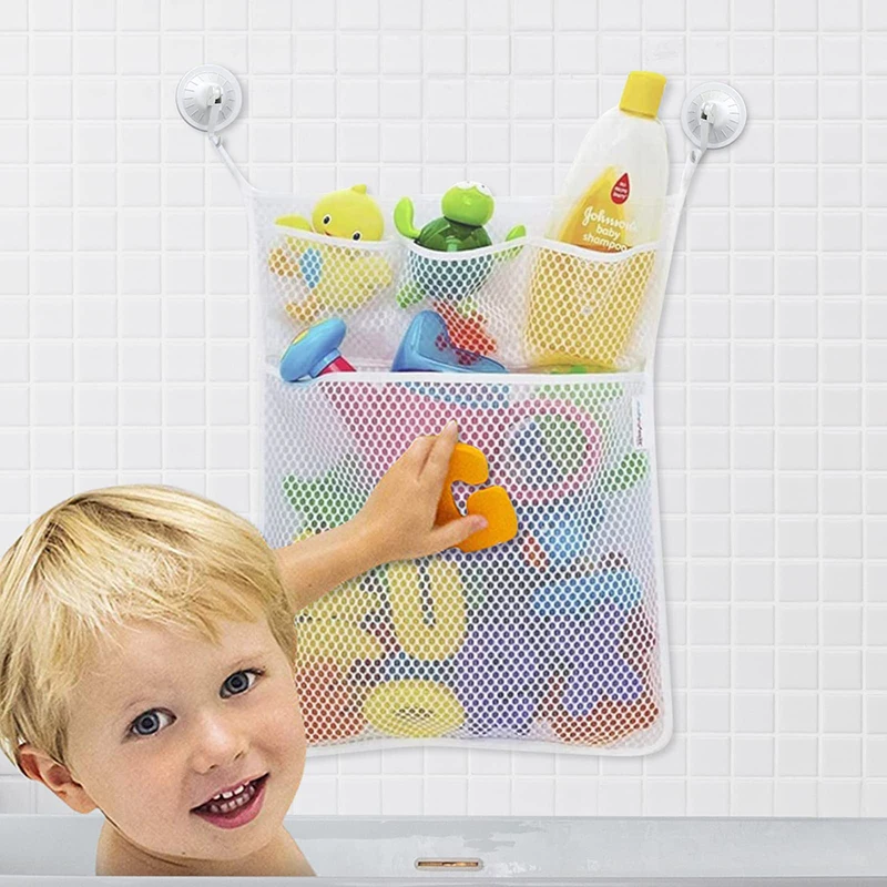 Home Bathroom Organizer - Filet de rangement de jouets blancs
