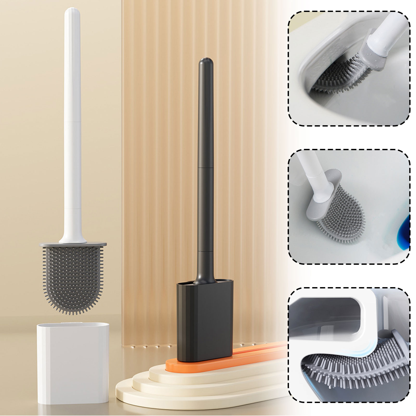 Home Bathroom Cleaning - Brosse de toilette en Silicone avec