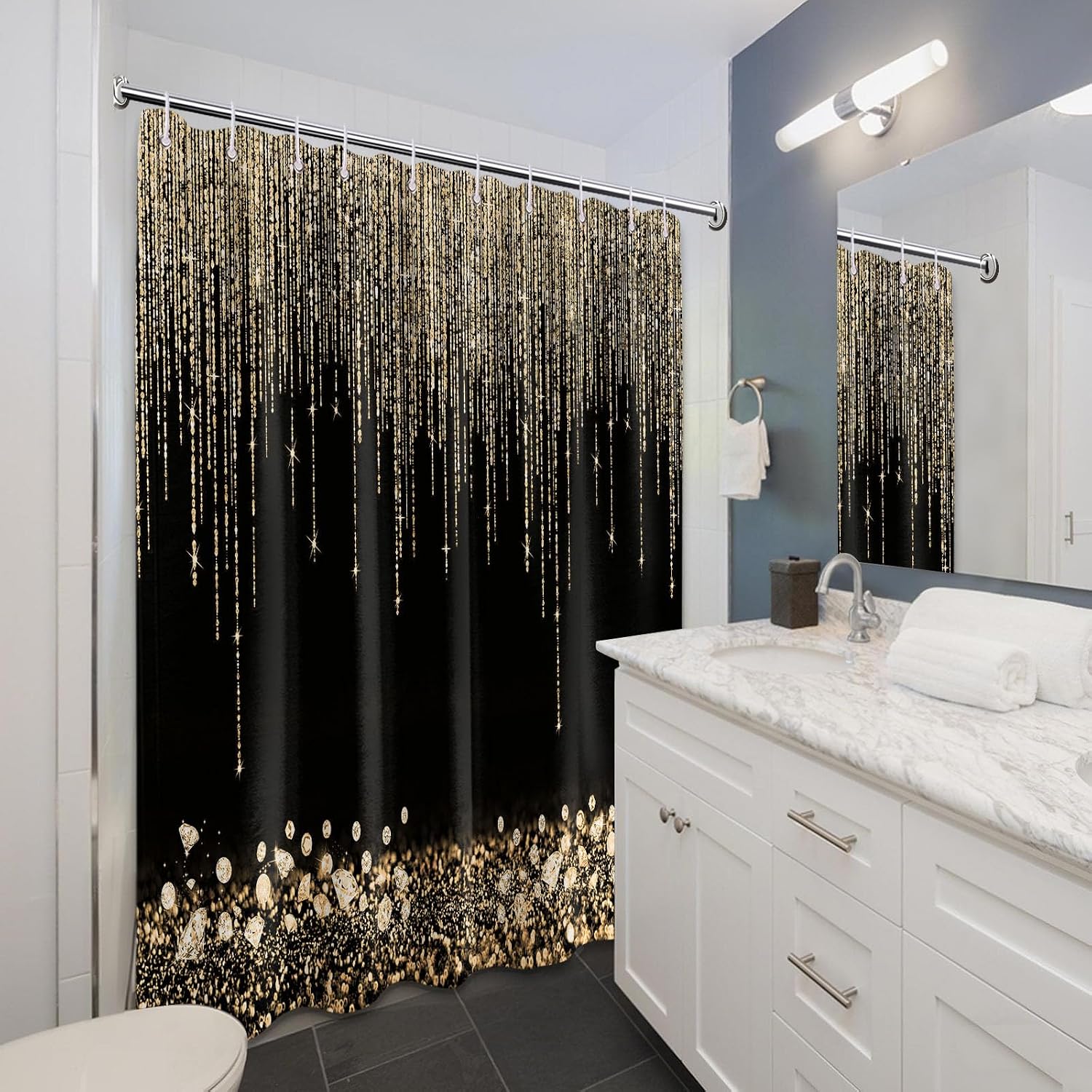 Rideau de Douche Luxueux Noir  - Home Bathroom Spa avis et prix