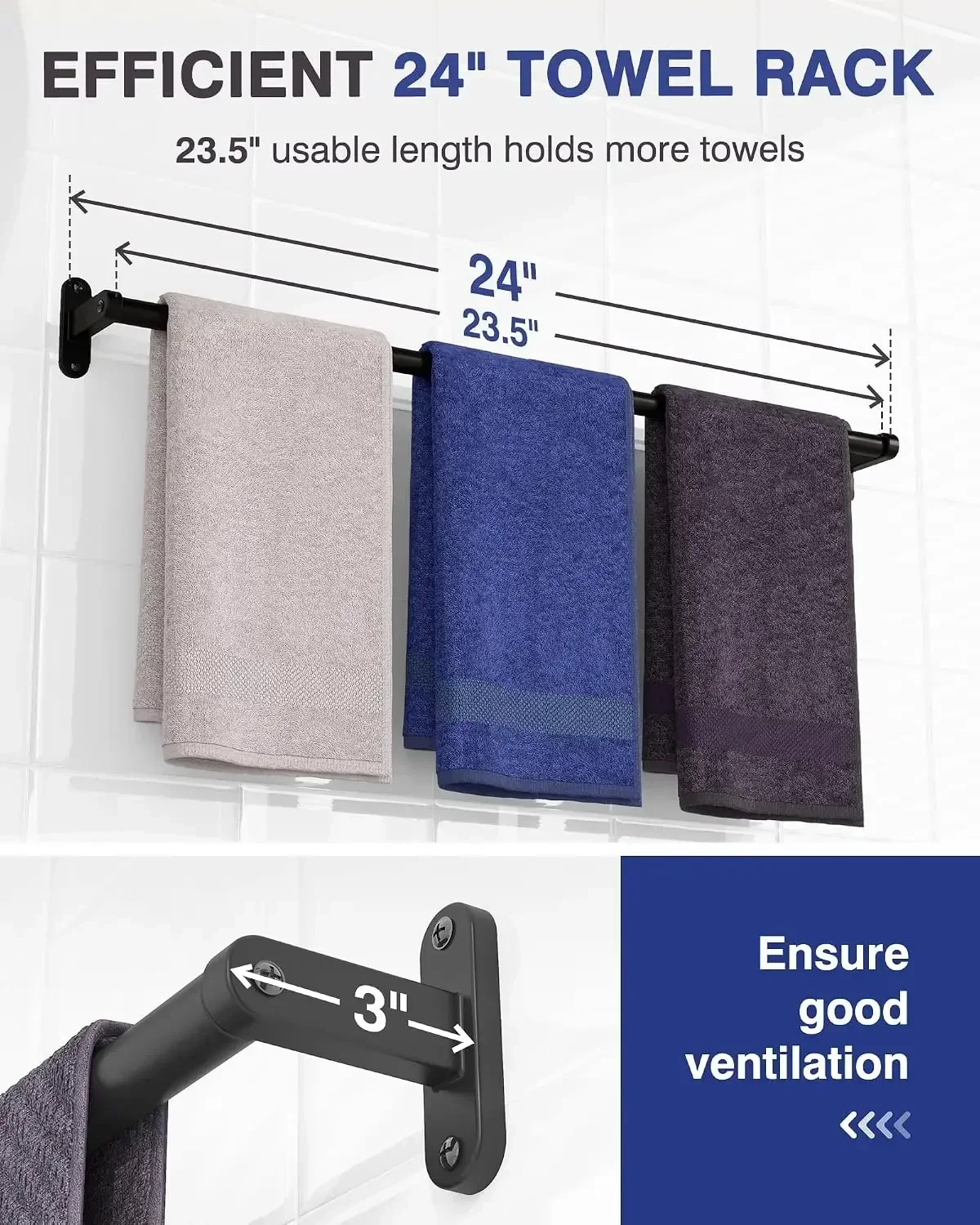 Porte-serviettes noir mat pour - Home Essentials Bathroom Rack avis et prix